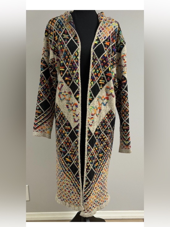 Northern Angel Sweaters - Northern Angel Women’s Multicolored Aztec Hooded Duster Cardigan Size M/L